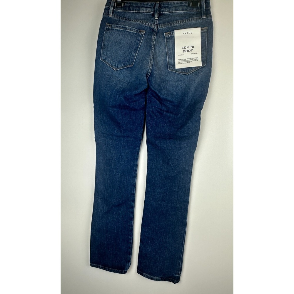 NEW FRAME Le Mini Boot Mid Rise Patchwork Snake Skin Print Denim Jeans Size 24 - Picture 10 of 15